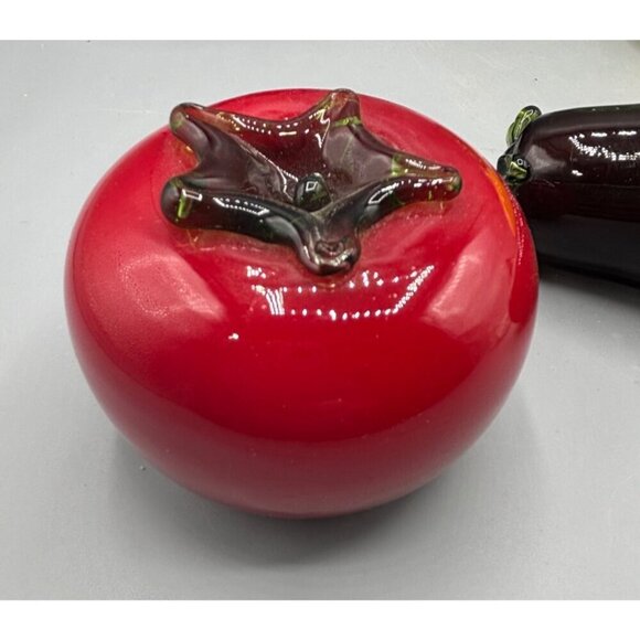 Vtg Blown Glass Vegetable Tomato Art Deco Kitchen Decor - Picture 2 of 5